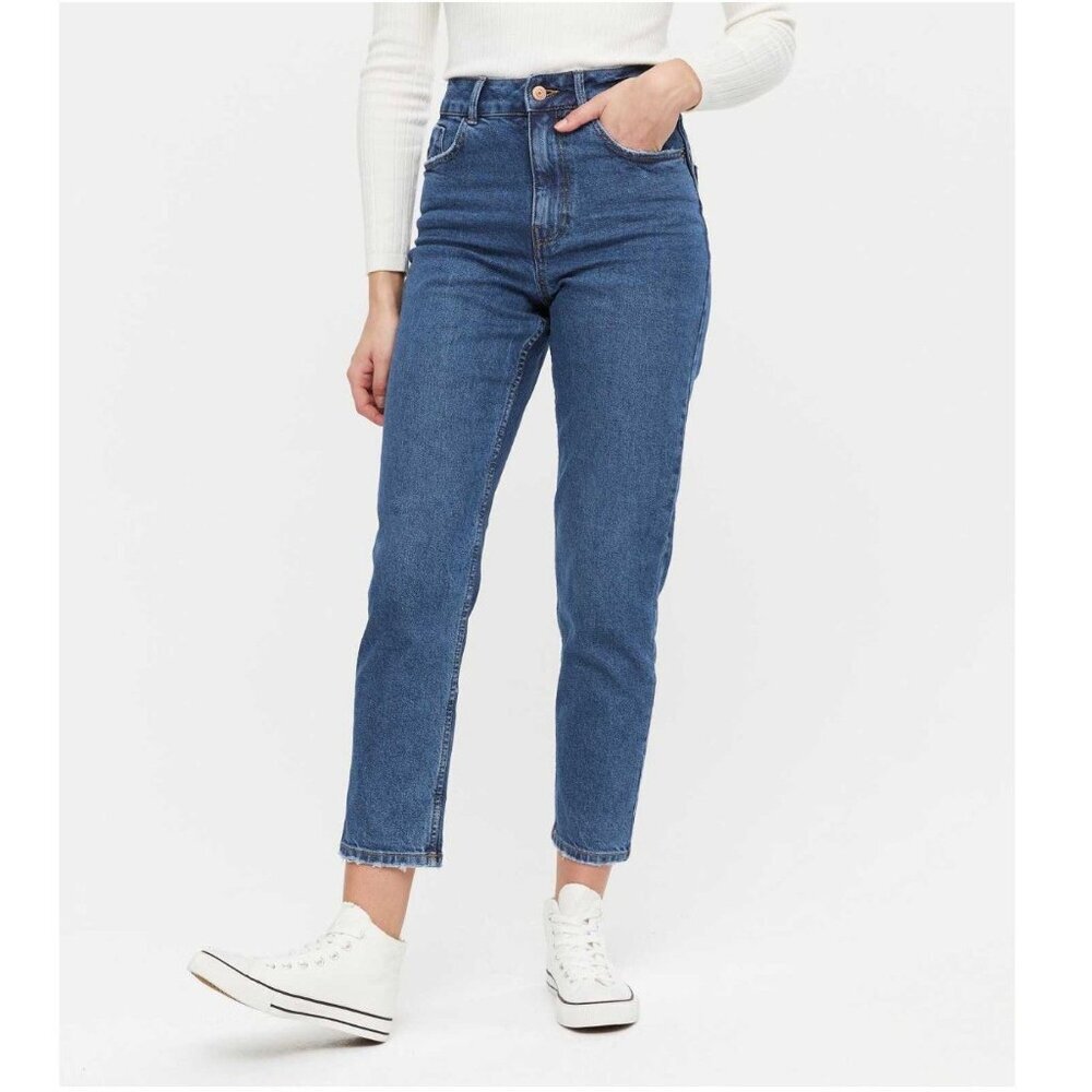 New Look Women's High Rise Blue Mom Jeans